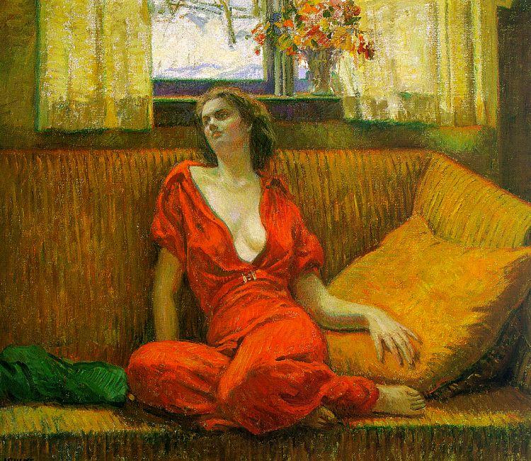 Wilson Irvine Lady in Red Spain oil painting art